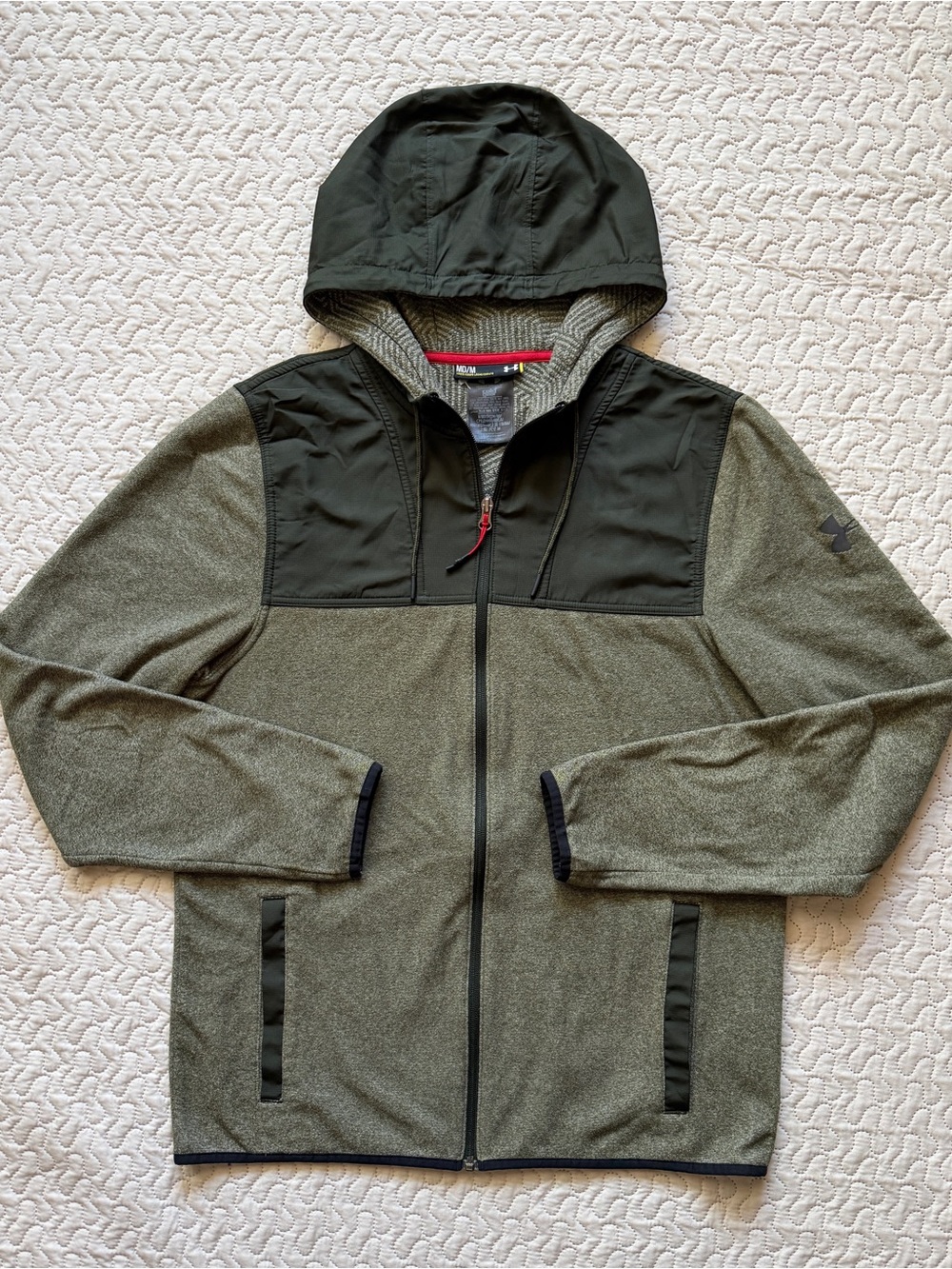 Under Armour ColdGear Men’s Medium Olive Green Full Zip Hooded Jacket